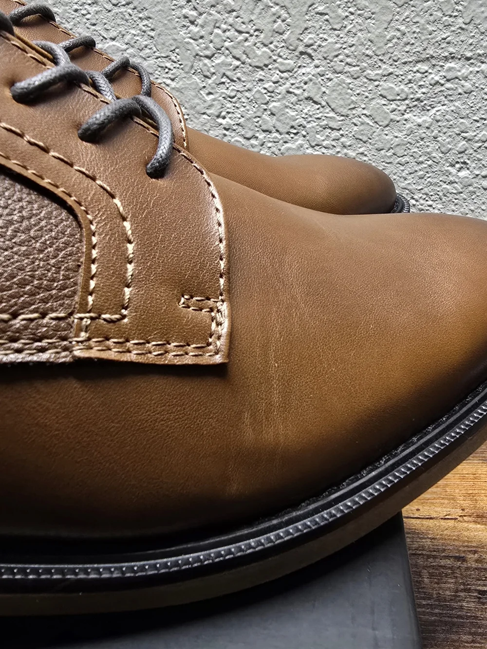 Zane Men's Tan & Brown Leather Derby Shoes Men Size 12